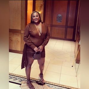 Size 14 long sleeve dress with fringe and train